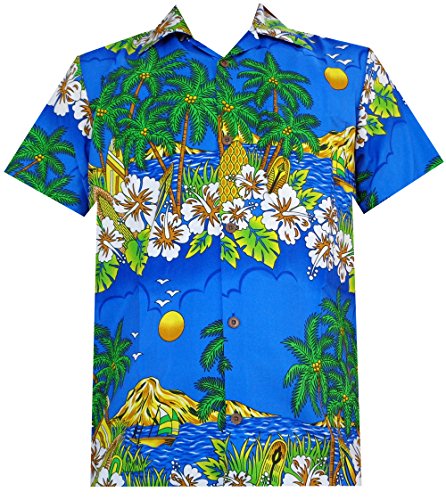 Hawaiian Shirts Mens Floral Scenic Beach Aloha Party Camp Short Sleeve Holiday - Picture 18 of 21