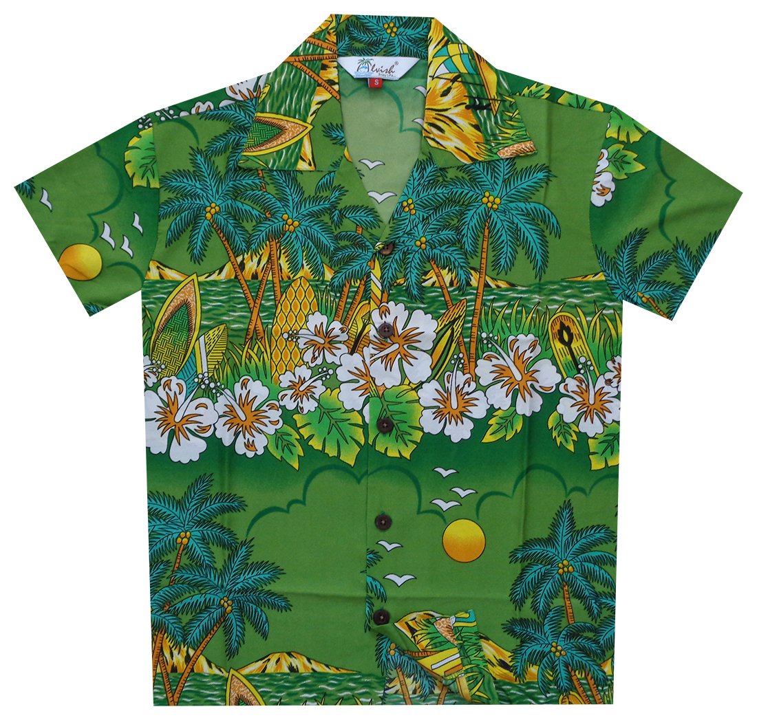 Camisa Alvish Boys Hawaiana Floral Hoja Playa Aloha Informal Fiesta Vacaciones Hawaii - Imagen 7 de 10