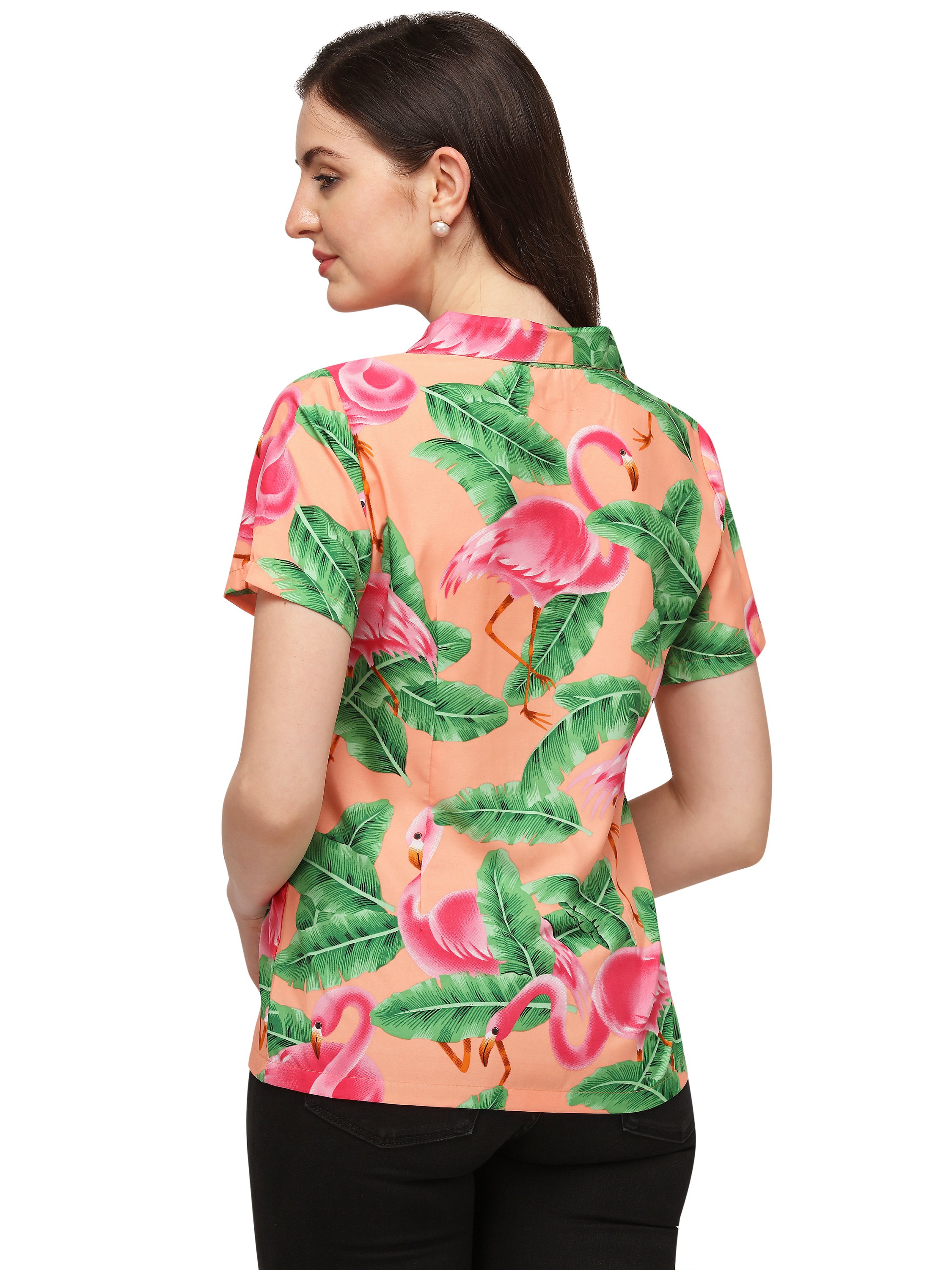 Hawaiian Shirts Womens Big Pink Flamingo Aloha Beach Shirt Blouse - Picture 14 of 36