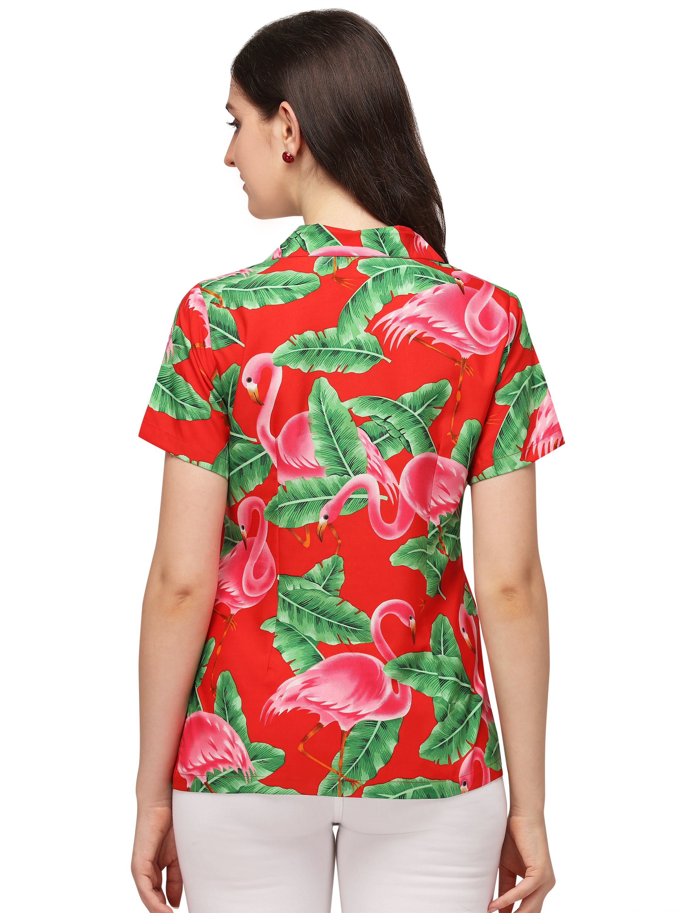 Hawaiian Shirts Womens Big Pink Flamingo Aloha Beach Shirt Blouse - Picture 20 of 36