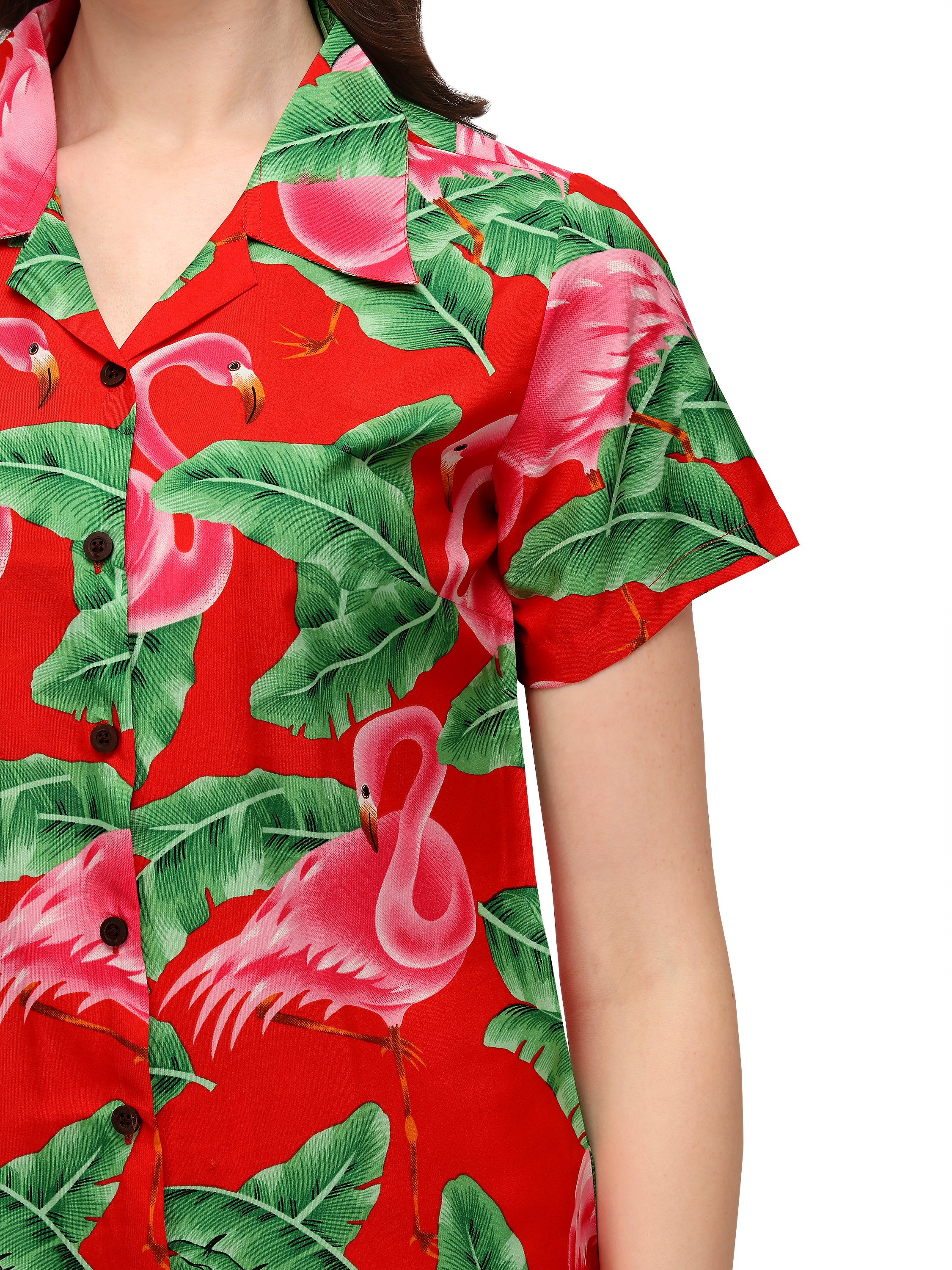 Hawaiian Shirts Womens Big Pink Flamingo Aloha Beach Shirt Blouse - Picture 23 of 36