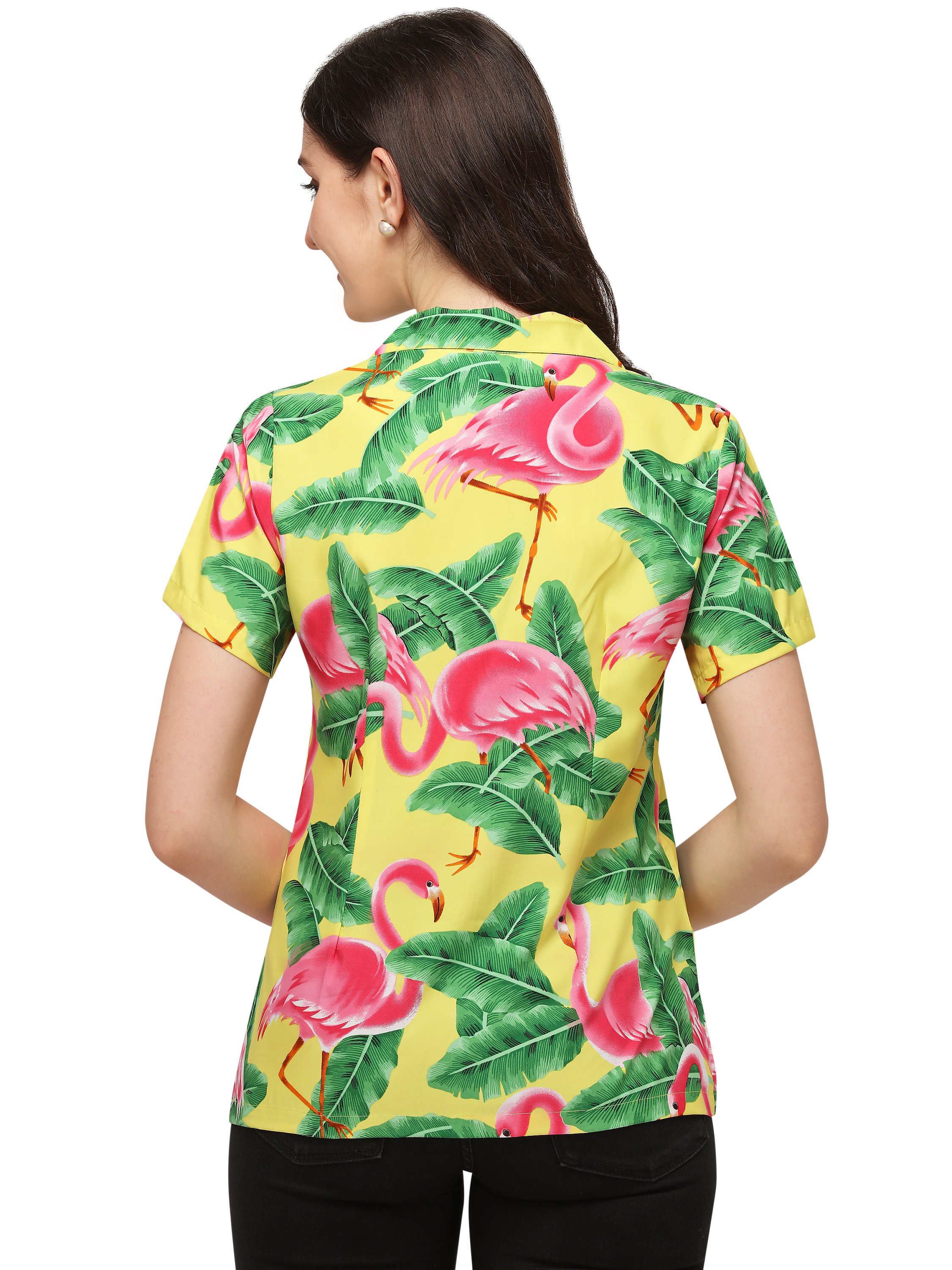 Hawaiian Shirts Womens Big Pink Flamingo Aloha Beach Shirt Blouse - Picture 32 of 36