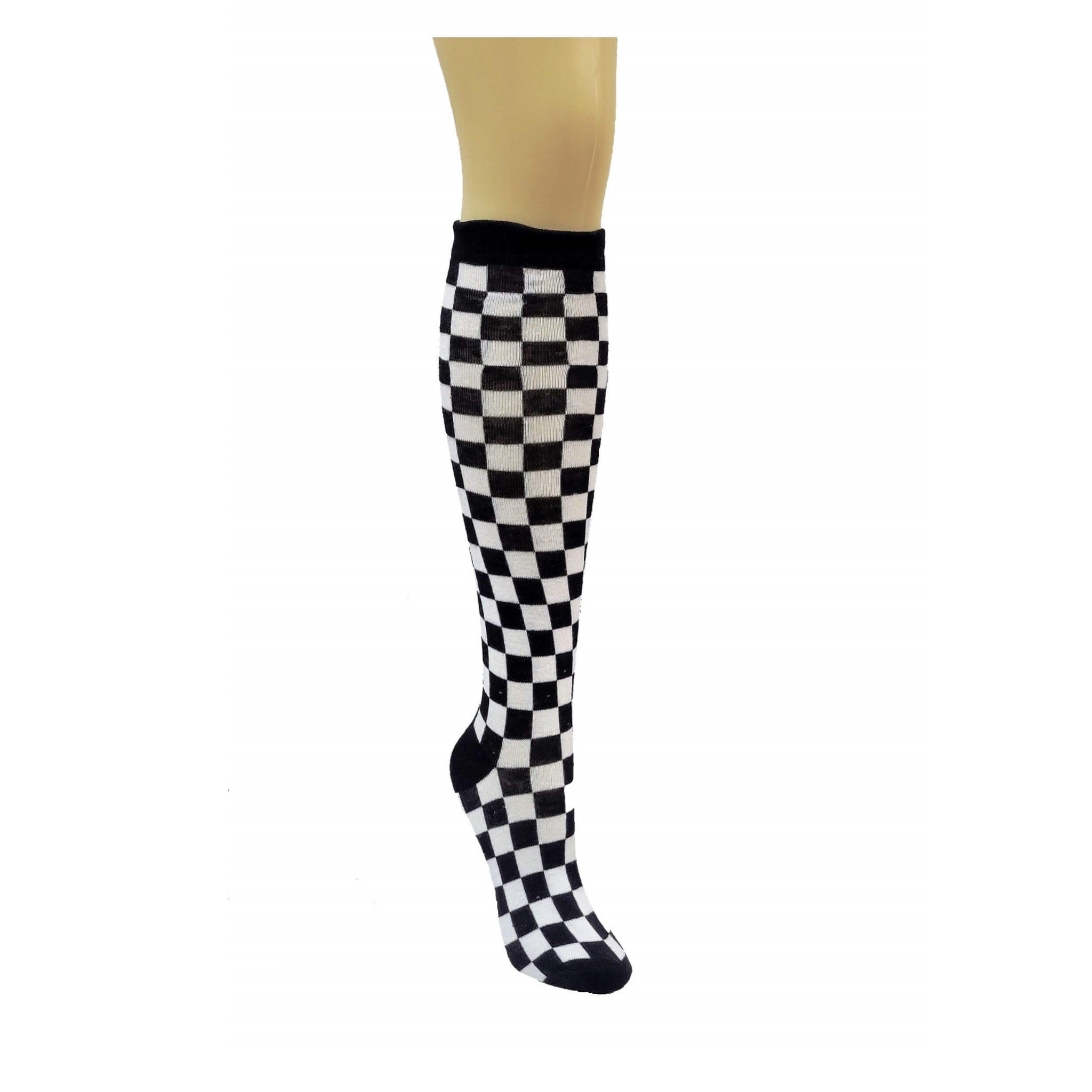 Checkered Pattern Knee High Socks (Adult Medium - Women's Shoe Sizes 5-10) - Picture 7 of 8