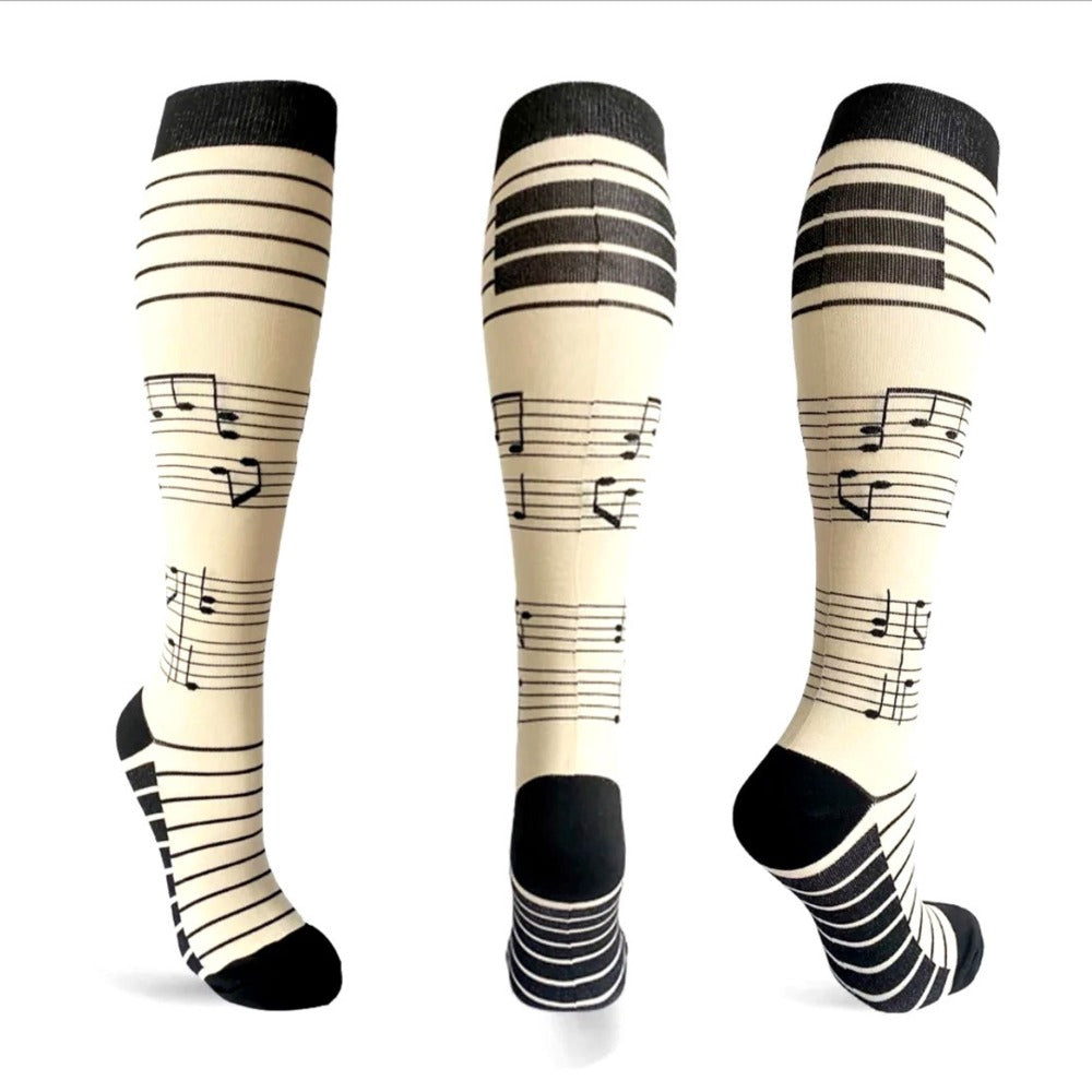 Music Note Pattern Knee High - (Compression Socks) - Picture 5 of 5