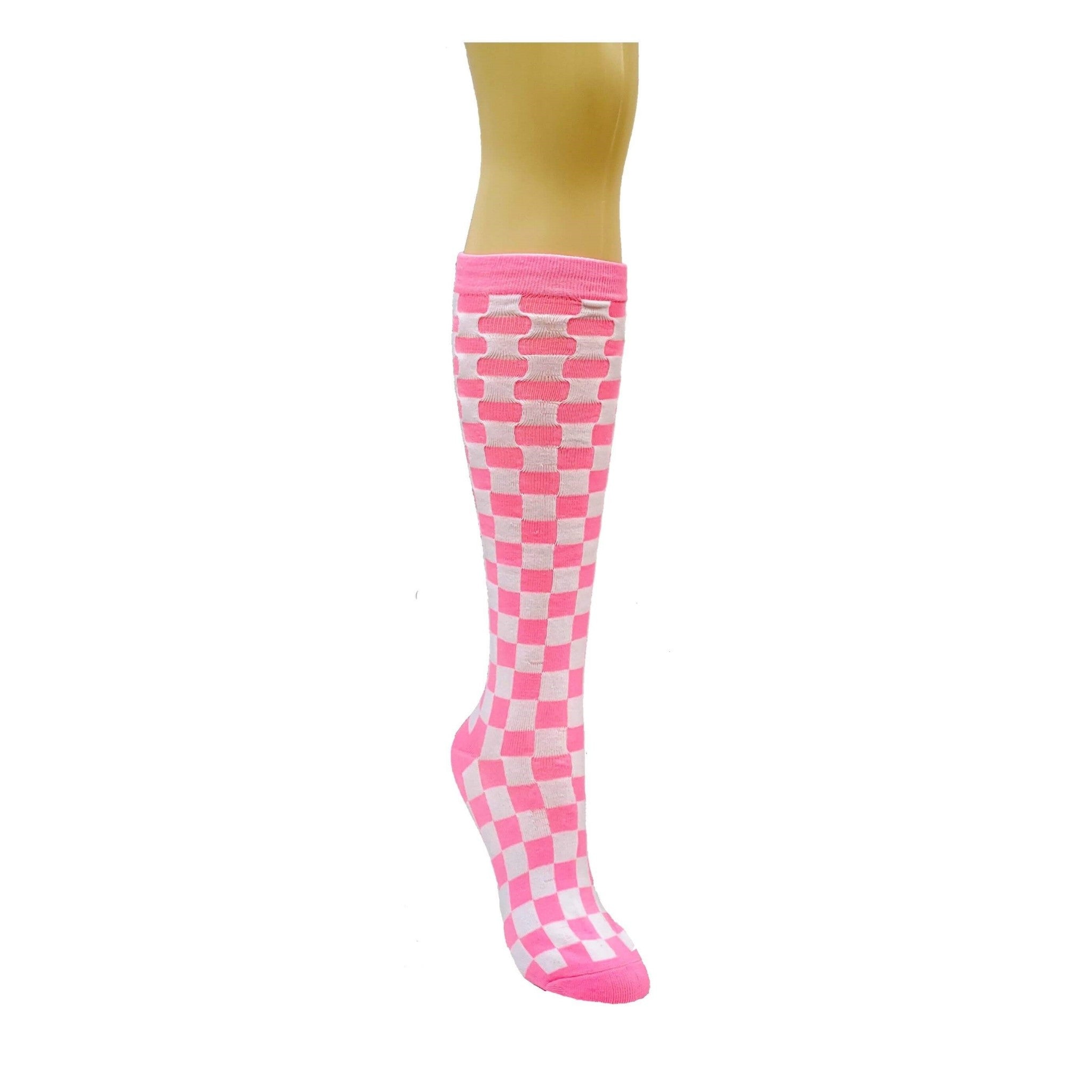 Checkered Pattern Knee High Socks (Adult Medium - Women's Shoe Sizes 5-10) - Picture 8 of 8