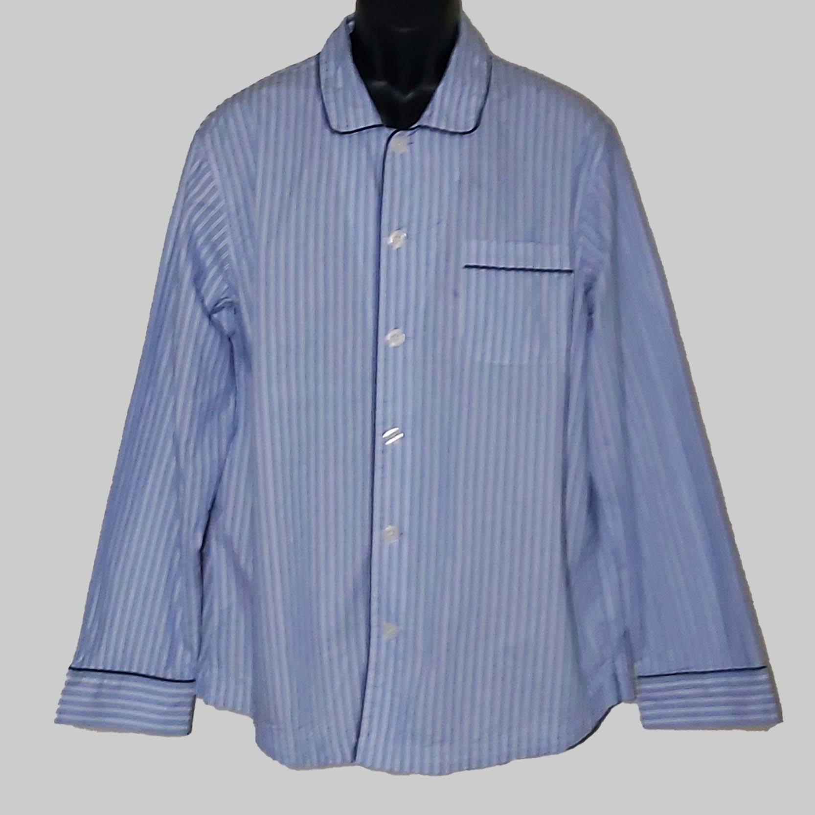 Lands End Mens Broadcloth Pajama Shirt Button Front NWOT (Navy Blue
