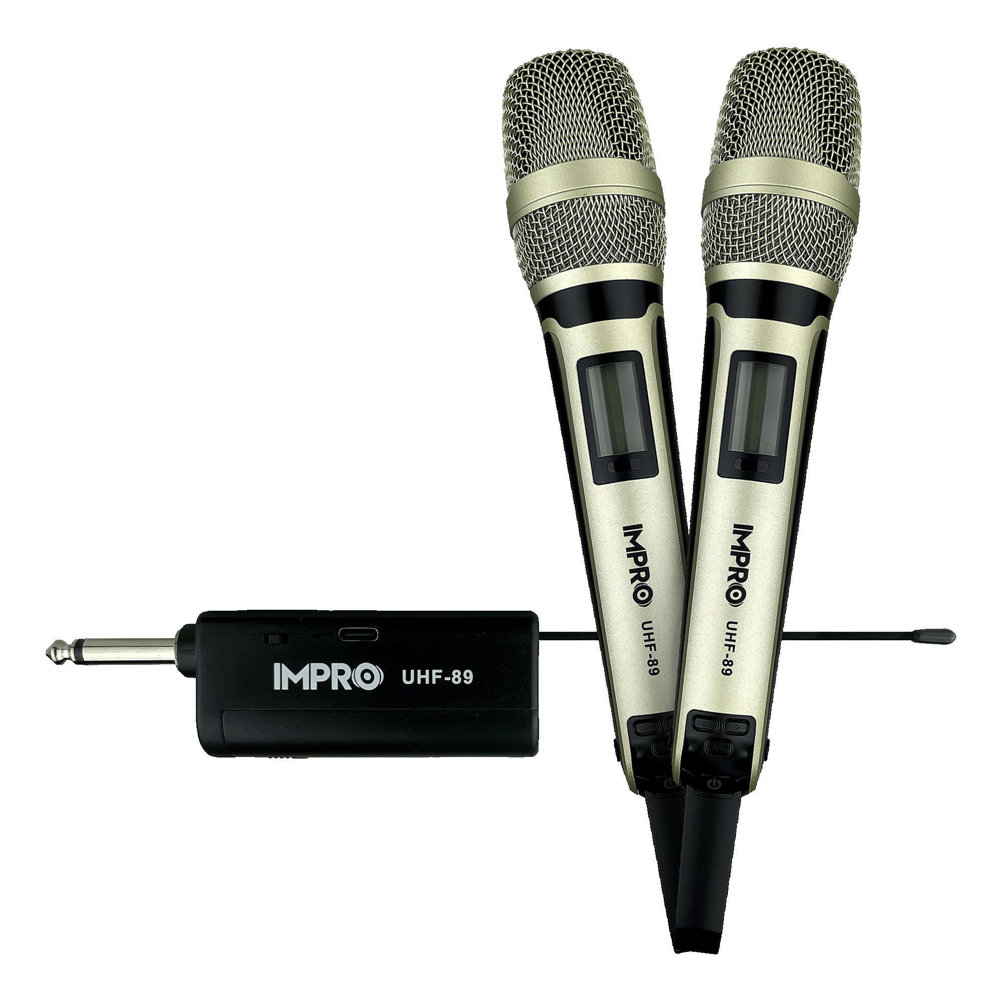 ImPro UHF-89 Dual Wireless Mics for Karaoke & Events, On-Mic Volume Controls