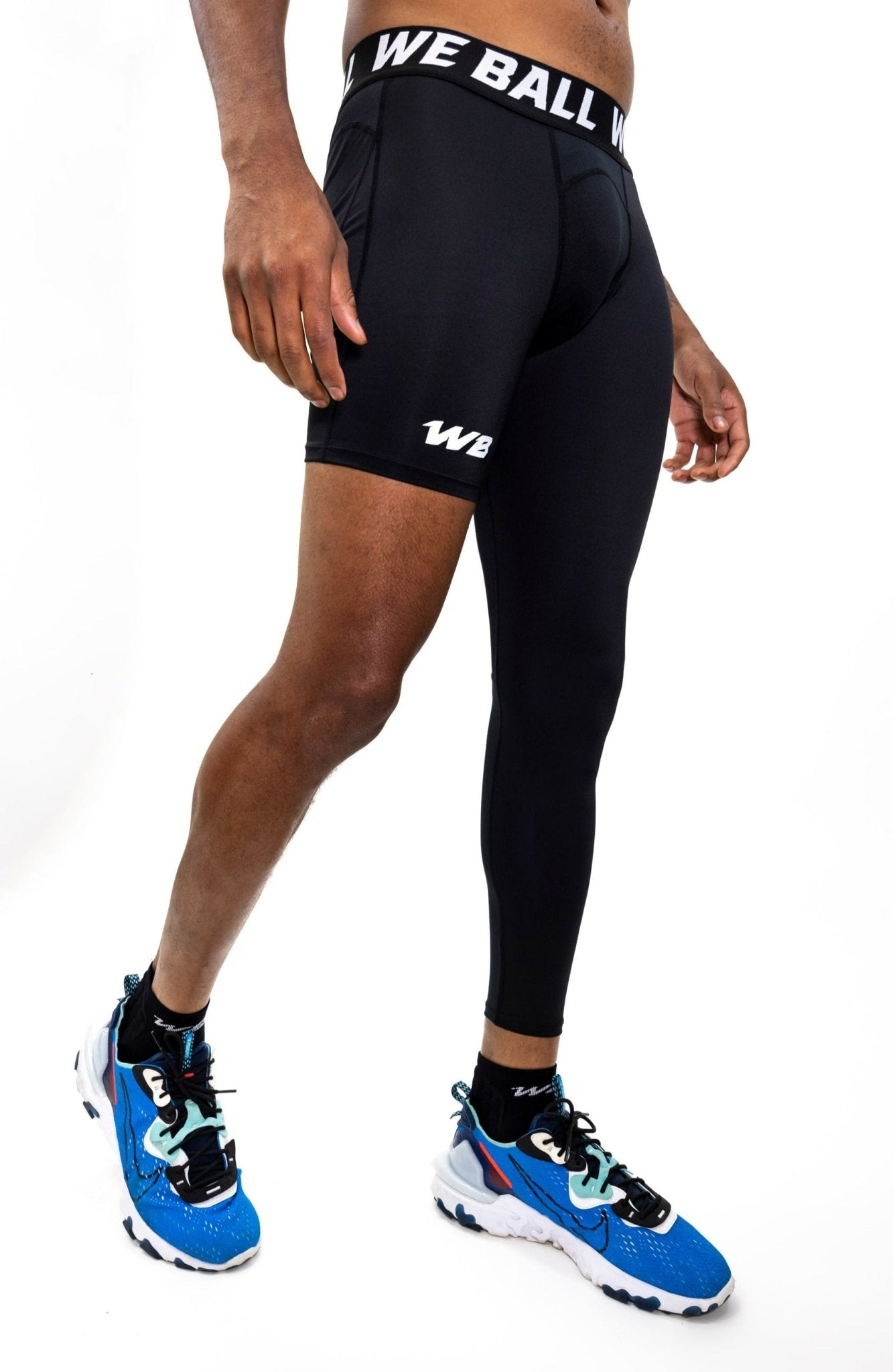 One Leg Compression Tights (Black) For Basketball, Football