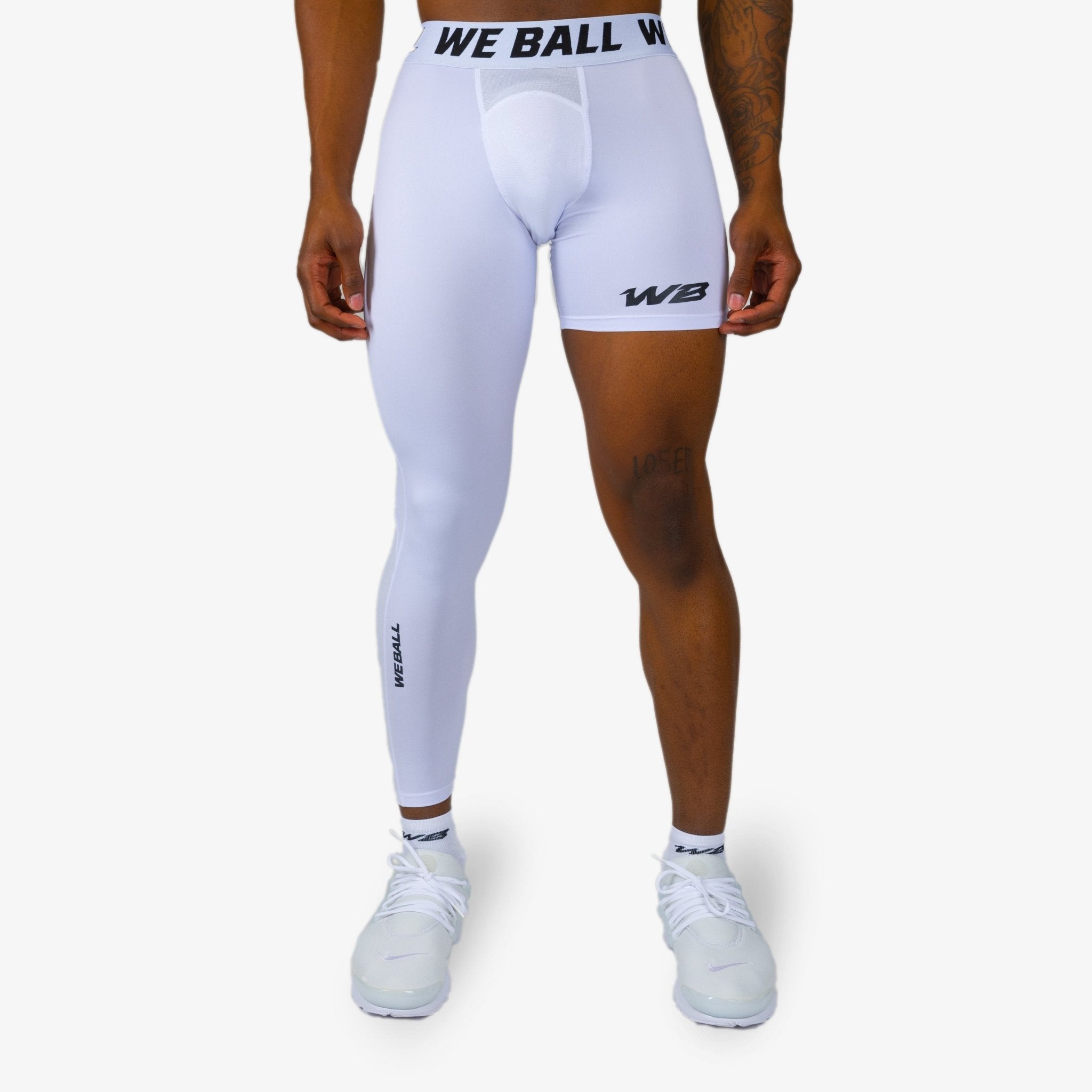 Einbeinige Kompressionsstrumpfhose (weiß) - für Basketball, Fußball & Lacrosse - Bild 8 von 15