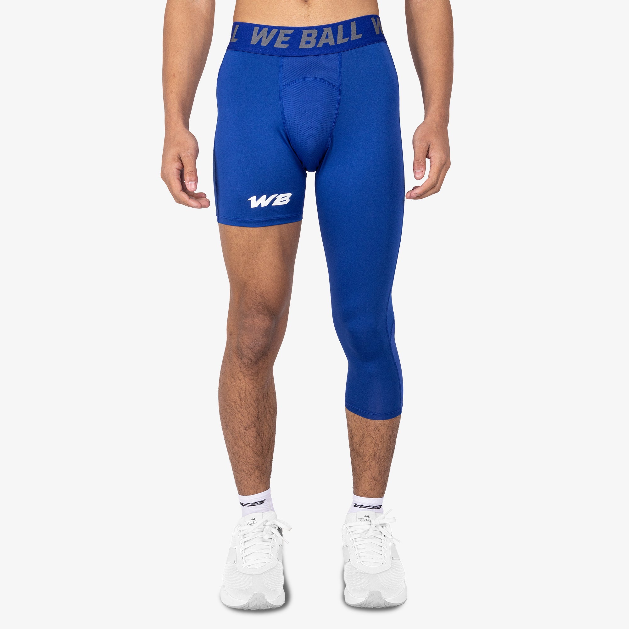 Athletic 3/4 Compression Tights (Blue) - For Football, Basketball, Lacrosse - Picture 13 of 15