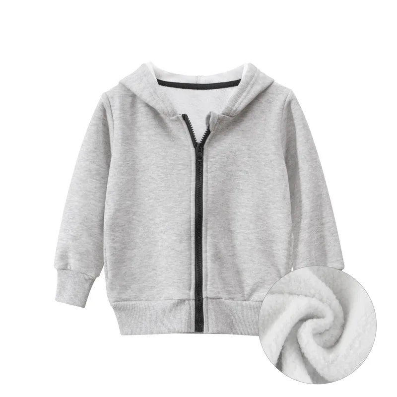 Autumn-Winter Solid Hoodie – Boys & Girls Casual Cotton Zipper Coat - Picture 12 of 17