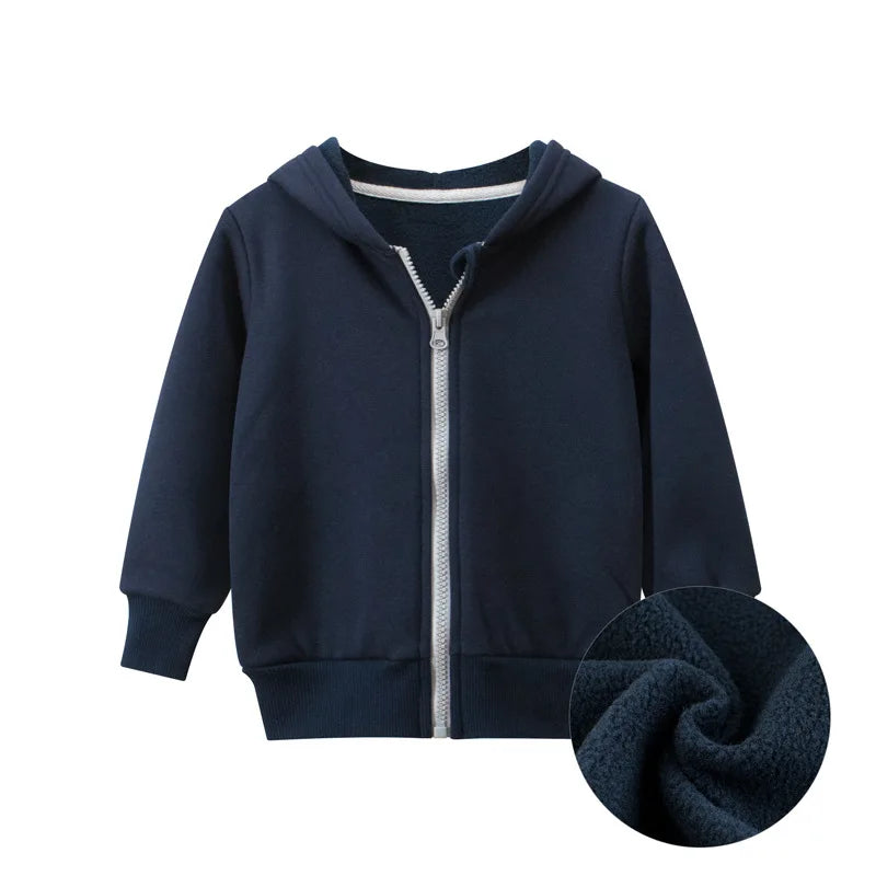 Autumn-Winter Solid Hoodie – Boys & Girls Casual Cotton Zipper Coat - Picture 14 of 17