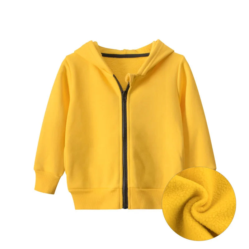 Autumn-Winter Solid Hoodie – Boys & Girls Casual Cotton Zipper Coat - Picture 17 of 17