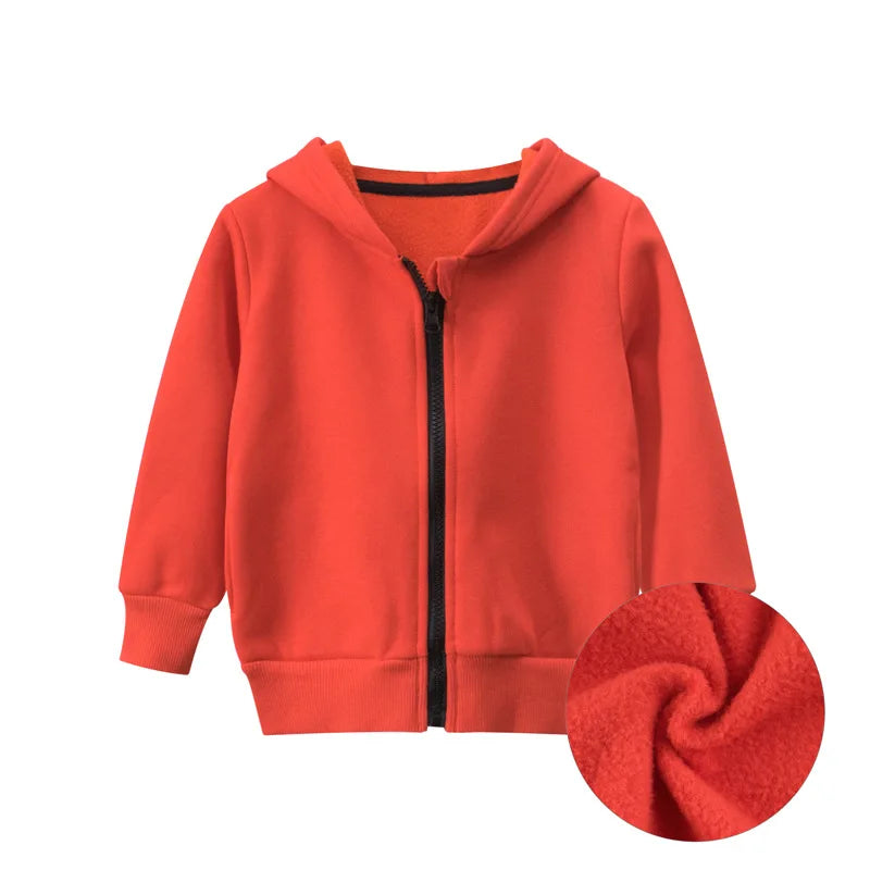 Autumn-Winter Solid Hoodie – Boys & Girls Casual Cotton Zipper Coat - Picture 13 of 17
