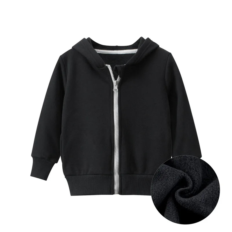 Autumn-Winter Solid Hoodie – Boys & Girls Casual Cotton Zipper Coat - Picture 16 of 17