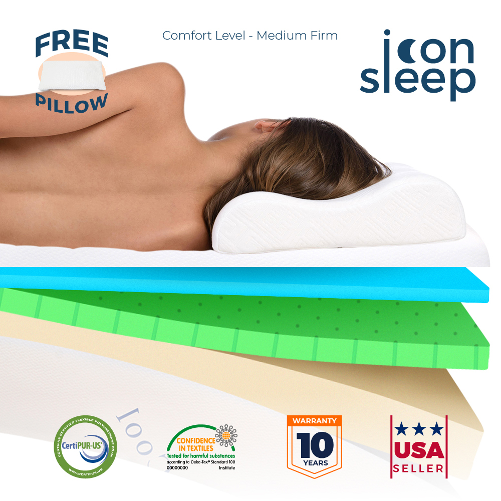 12" Cool & Gel Memory Foam Mattress TWIN XL Size Bed Medium Firm 1 FREE