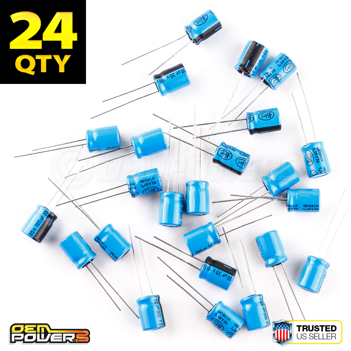 24 x Lelon 100uF//MFD 35V ±20/% 85C Radial-lead Electrolytic Capacitor 2721028 NEW