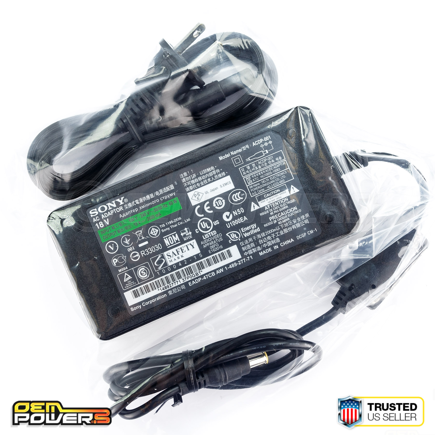 Genuine OEM Sony ACDP001 18V 2.6A LCD TV AC/DC Adapter Power Supply