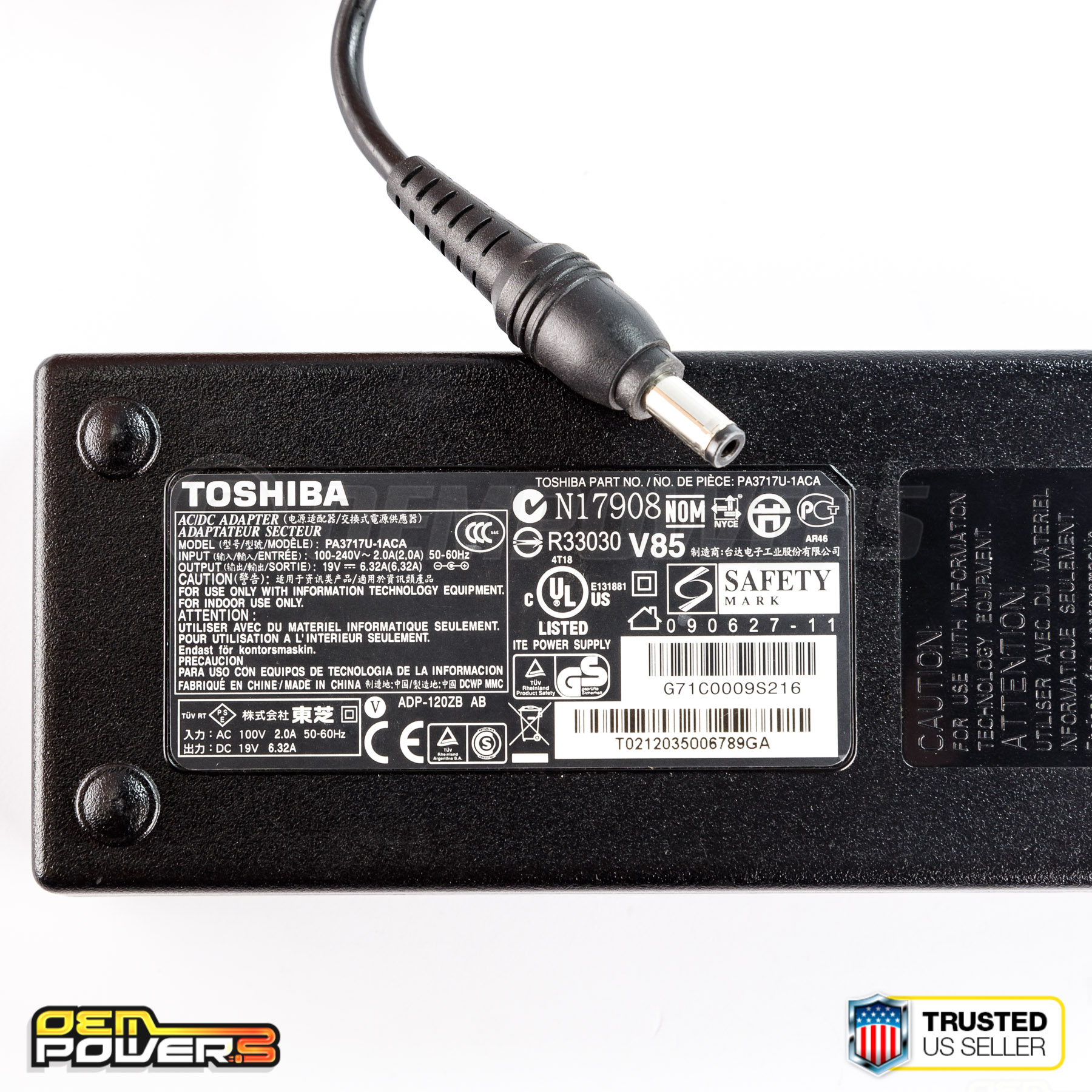 Genuine Toshiba 120W AC Power Adapter AIO Desktop DX735-D3201 PQQ10U-00G007