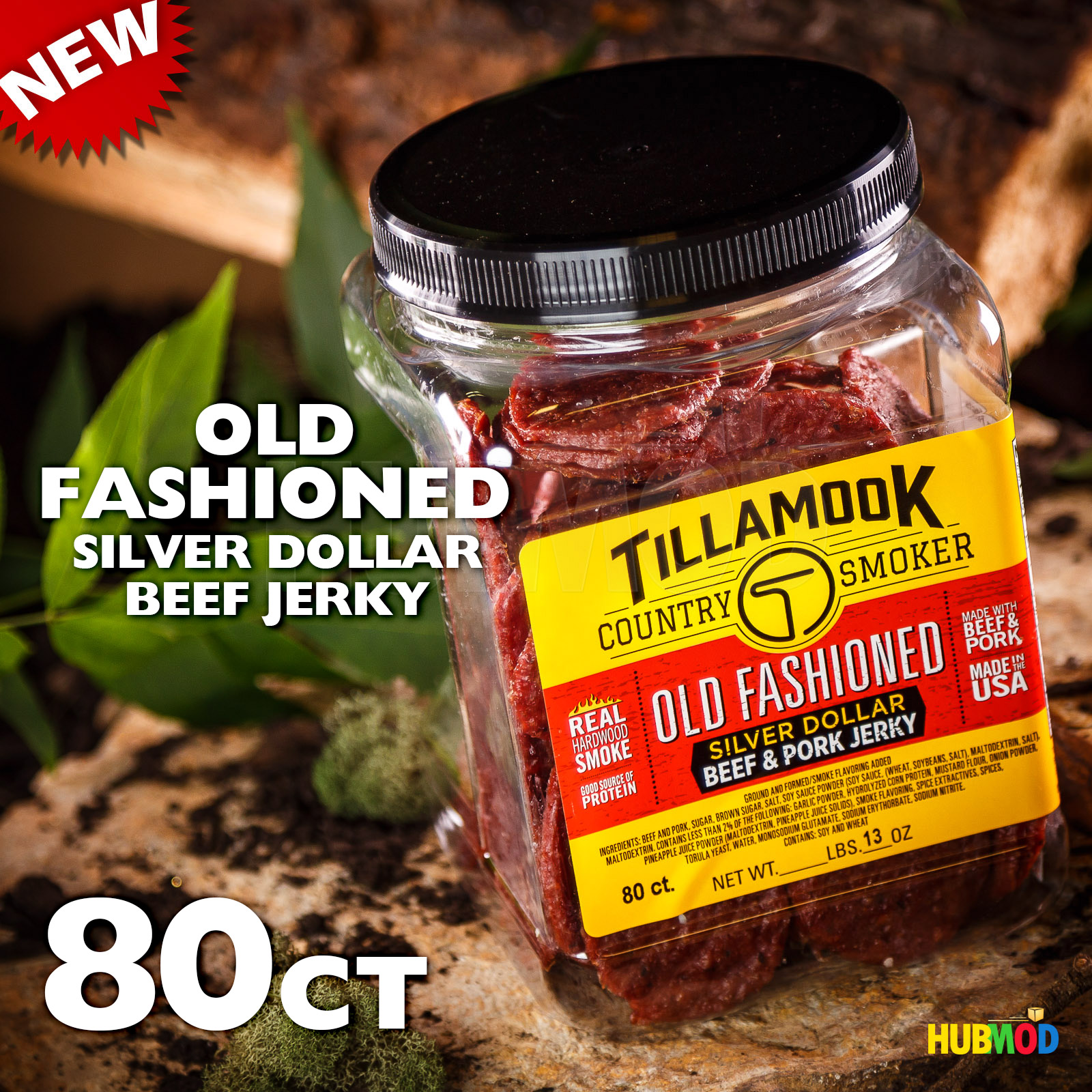 Tillamook Old Fashion Silver Dollars Jar 80Count Beef Jerky Snack