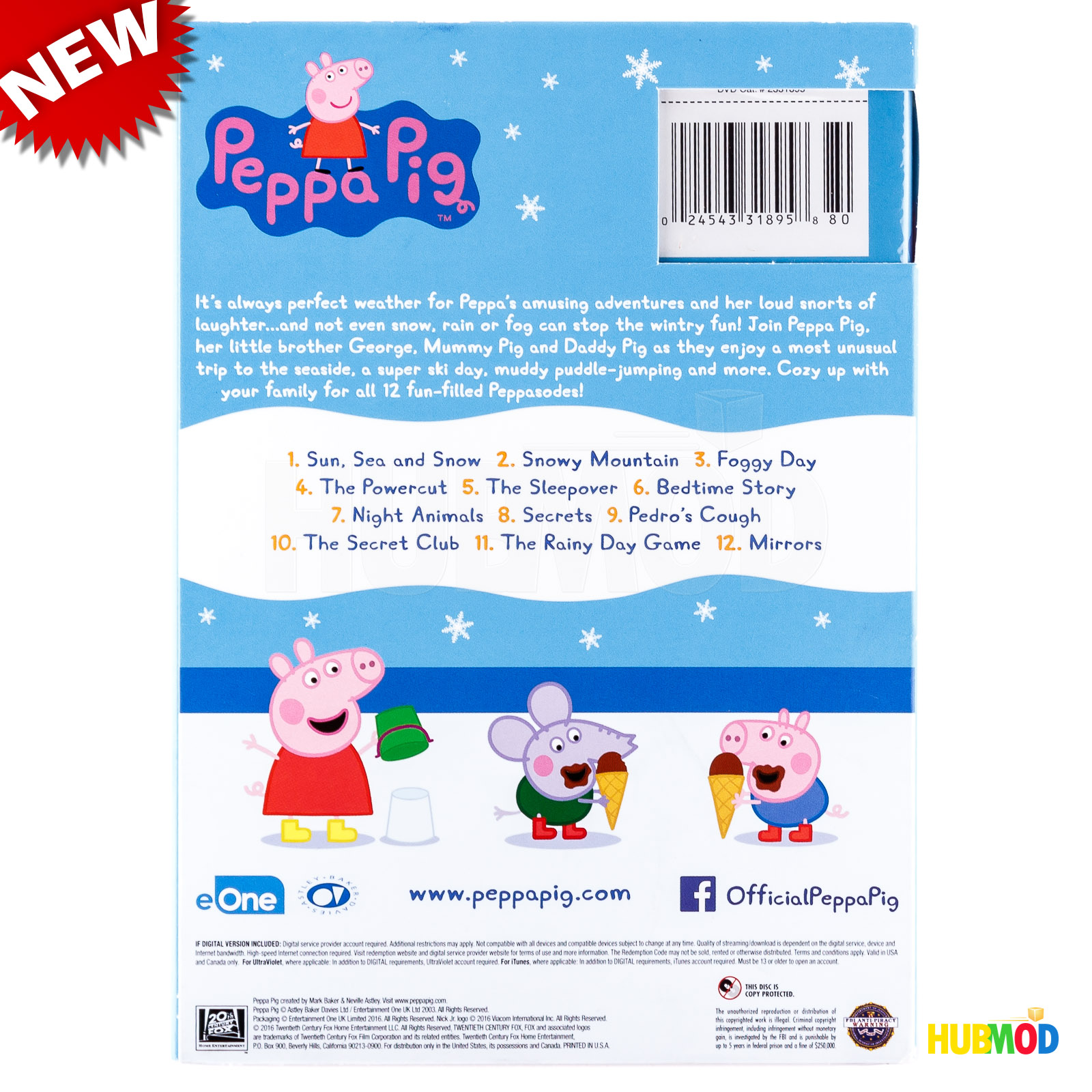 Peppa Pig Sun, Sea and Snow DVD Factory Sealed NEW 12 FunPacked