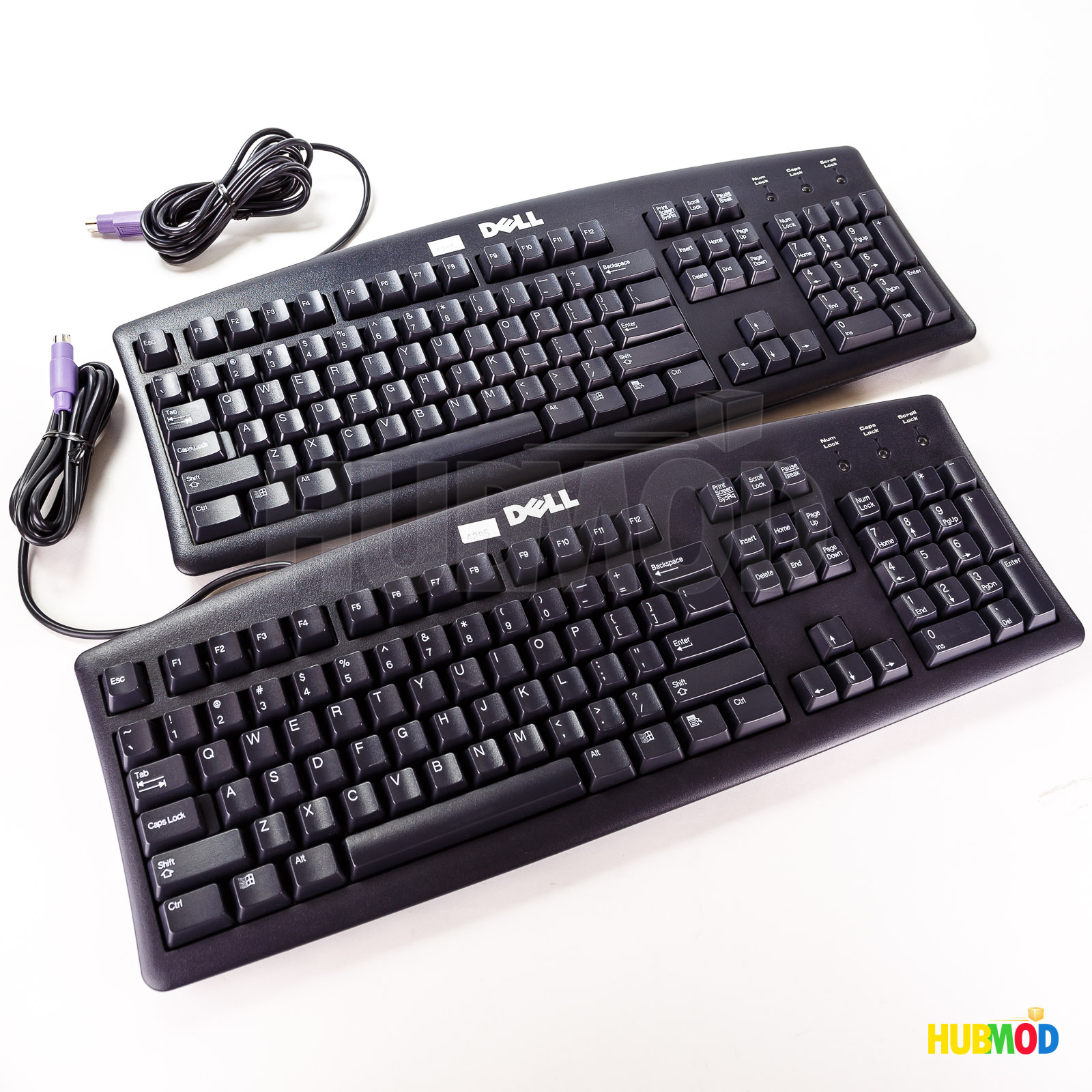 Lot 2 DELL PS/2 US 104Key PC Windows Desktop Keyboard Black Wired SK