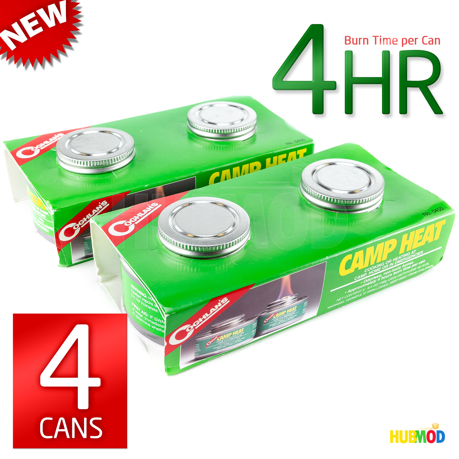 4Cans Camp Heat Coghlan's Sterno Type Emergency Stove Fuel Cooking 4