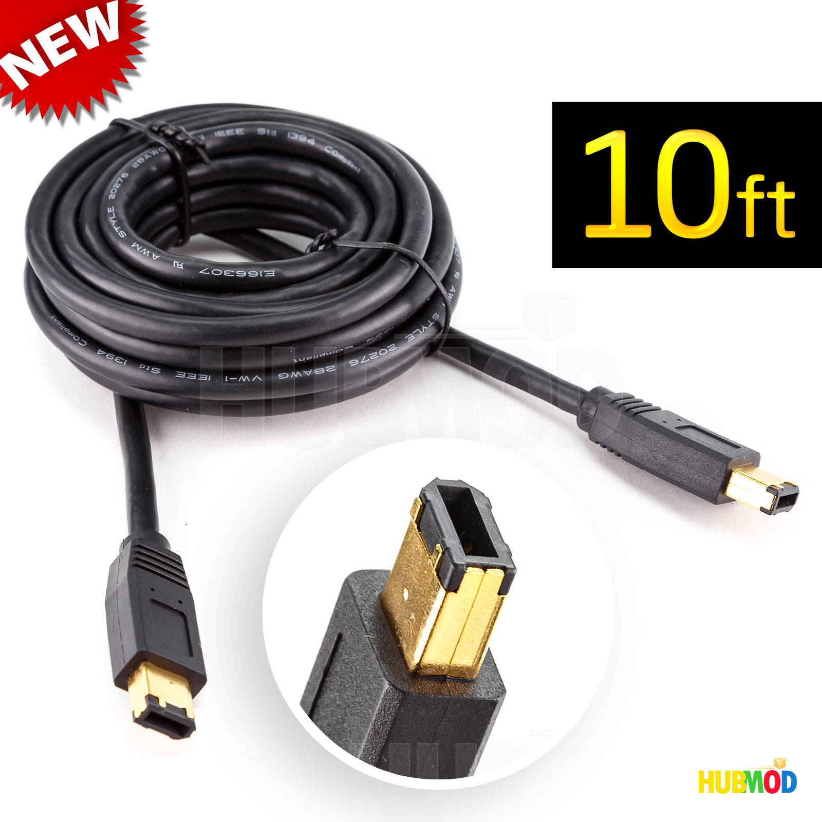 NEW GE 10 ft. 6 Pin FireWire IEEE 1394 High Speed Cable PC MAC 24K Gold Plated eBay