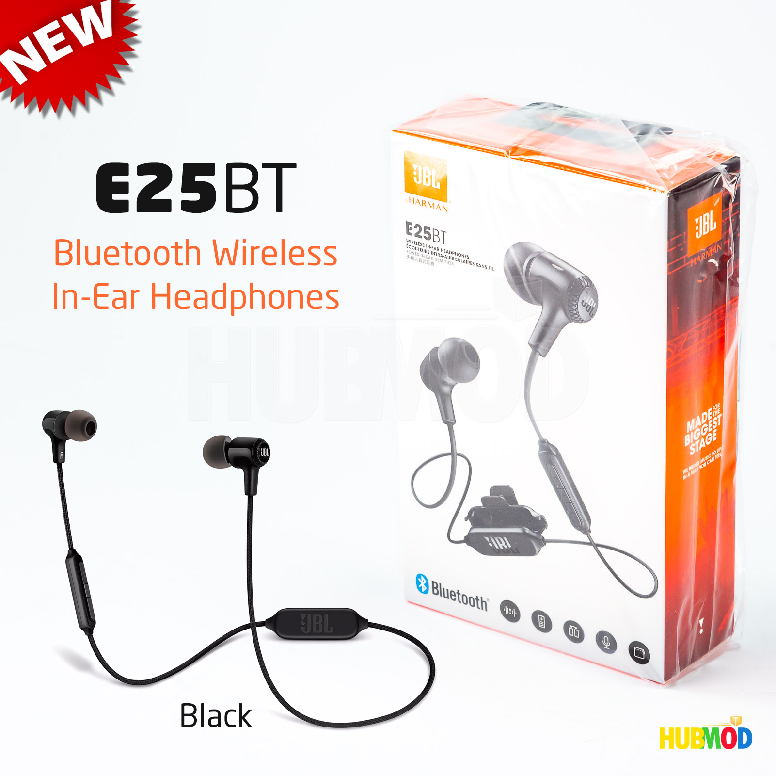 JBL E25BT Earbud Wireless In Ear Headphones Black Bluetooth