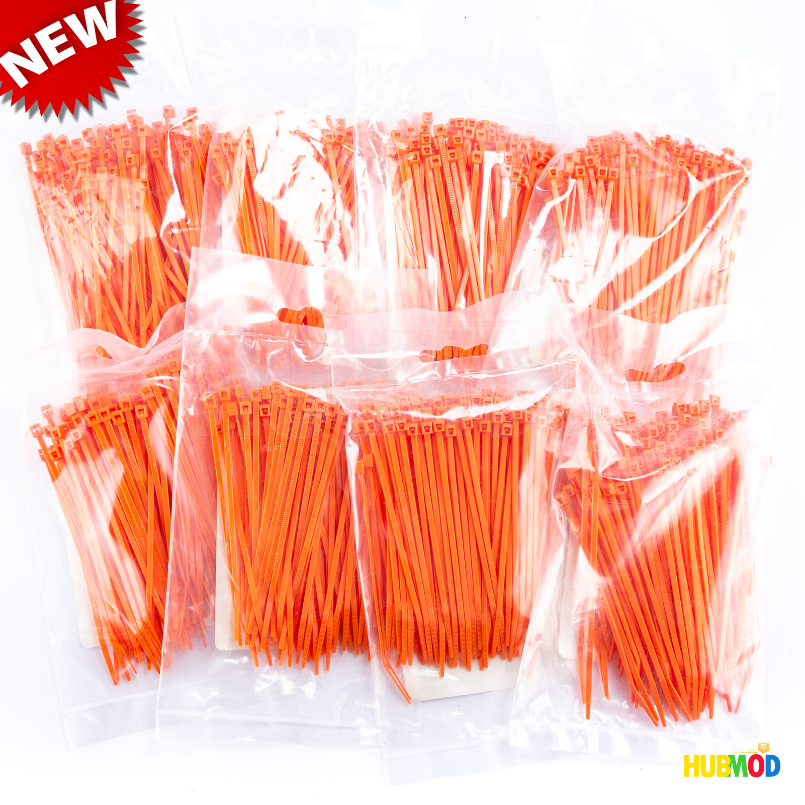 Lot of 800 4" 18lbs Zip Tie Nylon Cable Orange Ties Wraps Car Audio