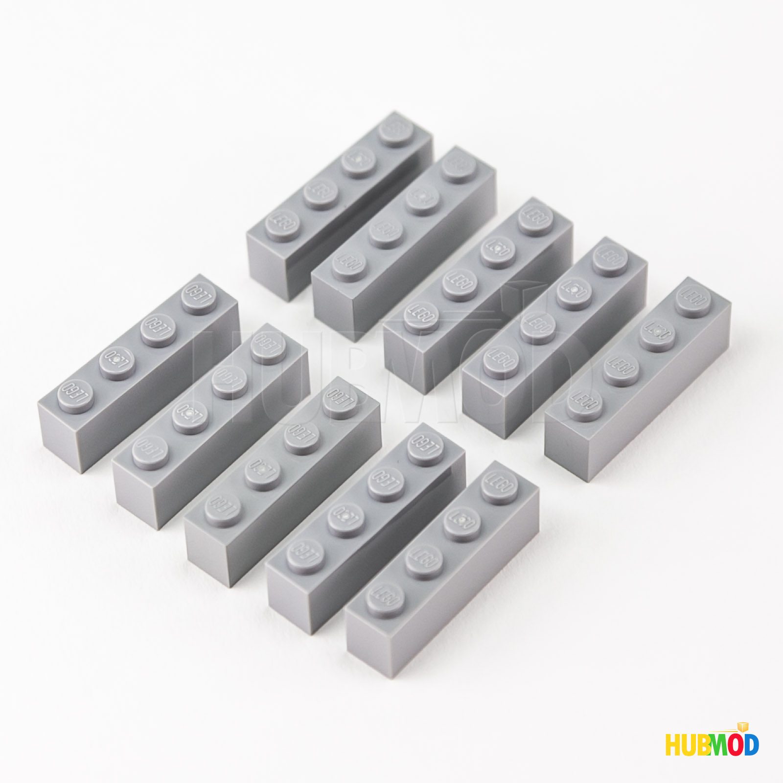 Lot of 10 LEGO Light Bluish Gray / Medium Stone Grey1x4 3010