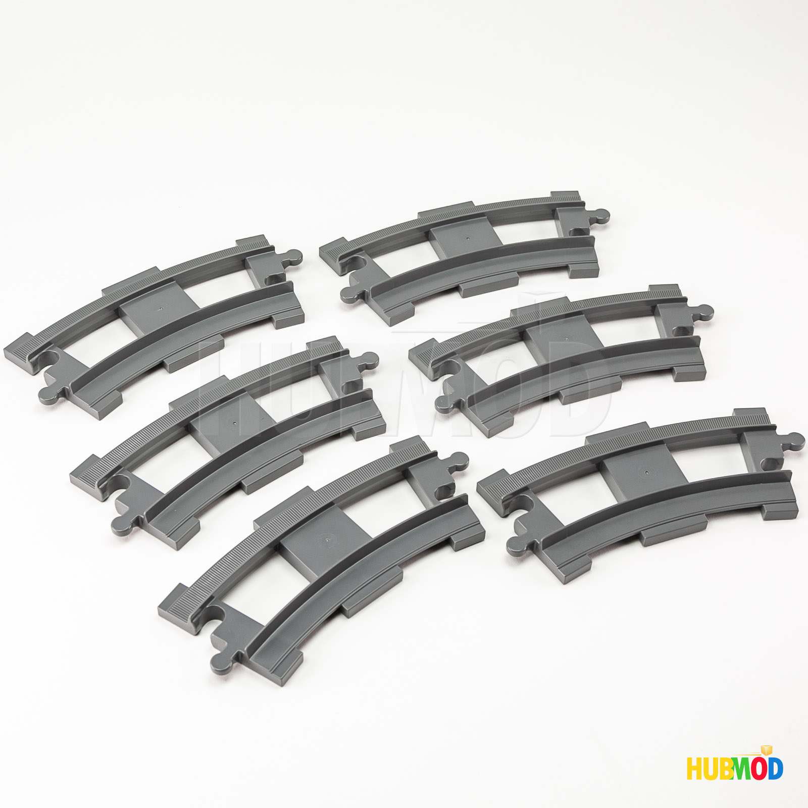 Lot of 6 Genuine LEGO Duplo 6378 Train Track Rail Curved Dark