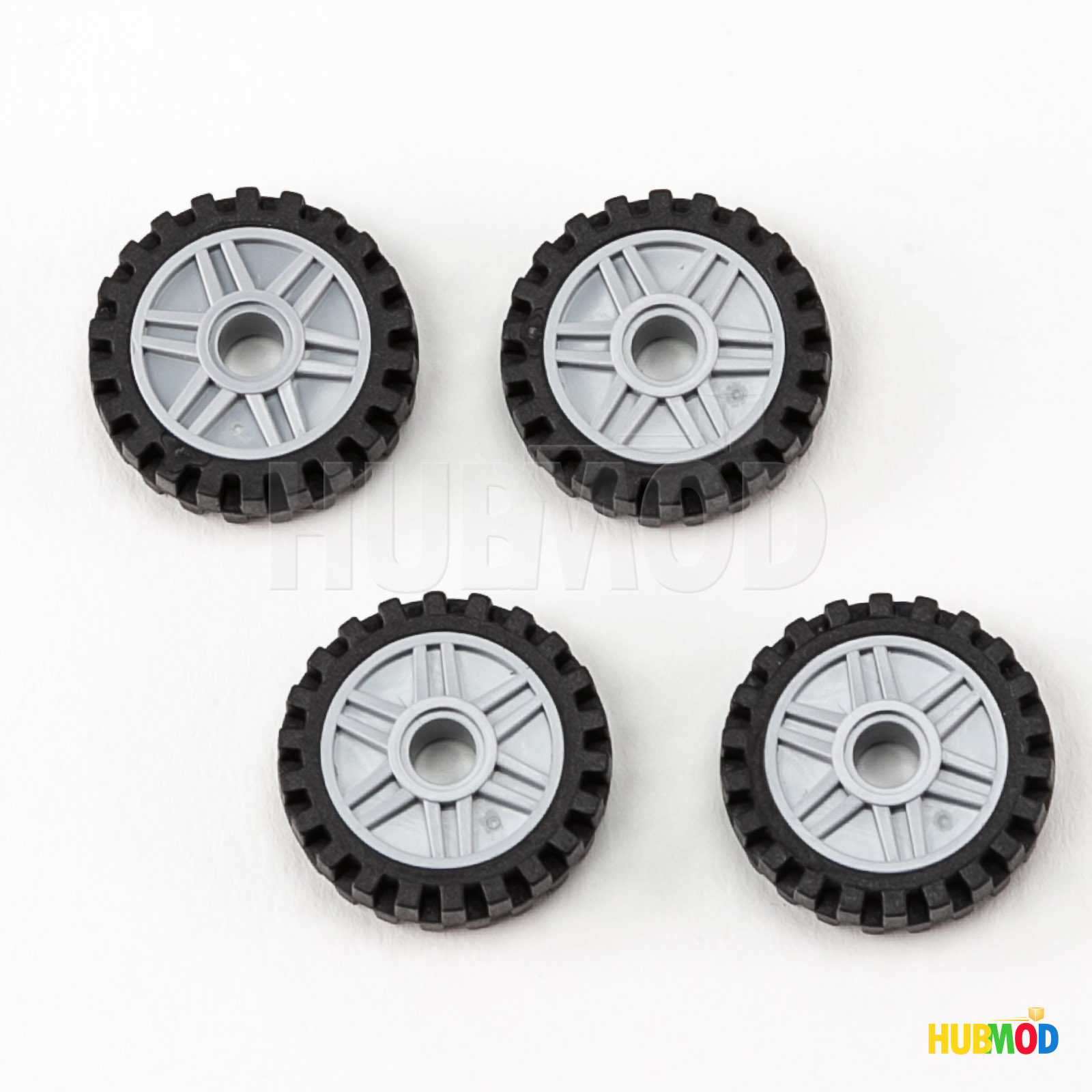 Lot of 4 LEGO 18x8mm Wheel Rim 56902 / 24x7mm Offset Tire 61254