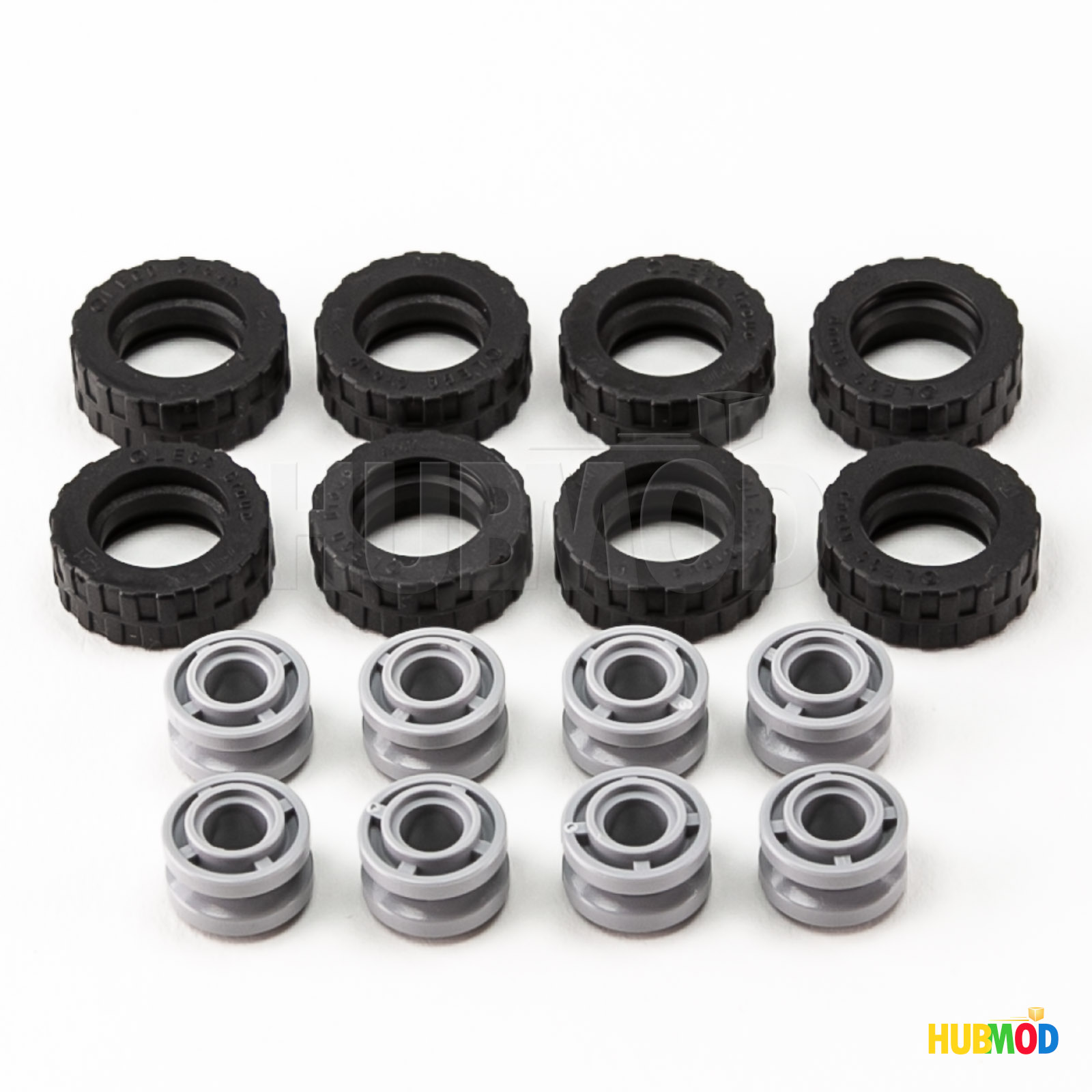 Lot of 8 LEGO 11x8mm Wheel Rim Center Groove 42610 / 17.5x6mm Tire