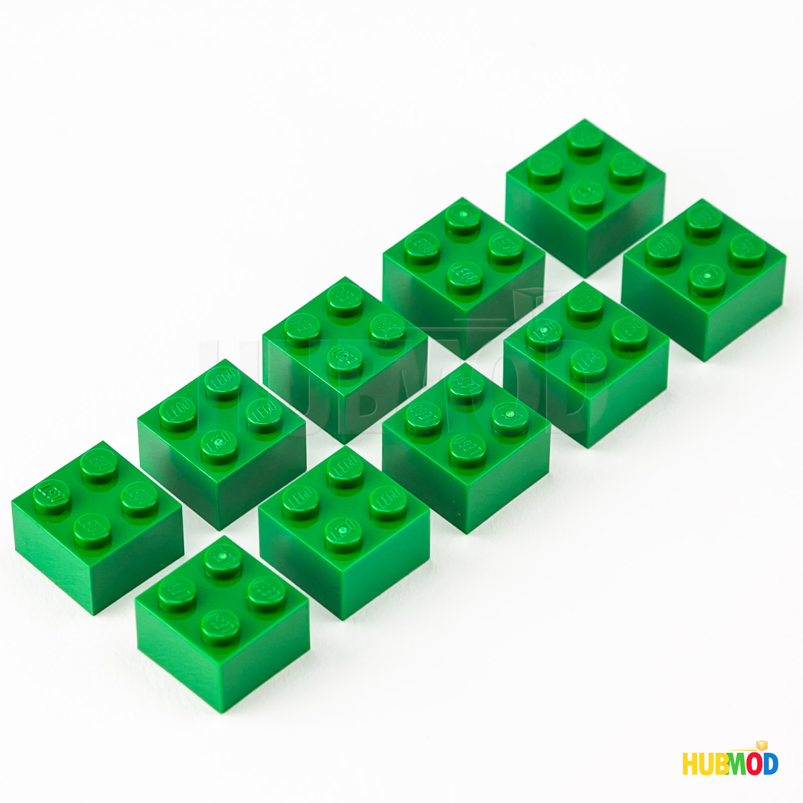 Lot of 10 Genuine LEGO Green 2x2 3003 Building Bricks Blocks Parts