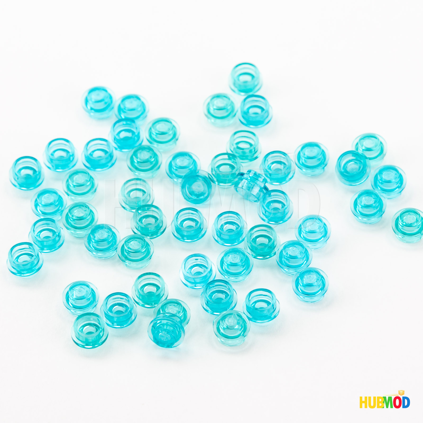 Lot of 50 LEGO Trans Light Blue 1x1 4073 Plates Round Mosaic Dots 