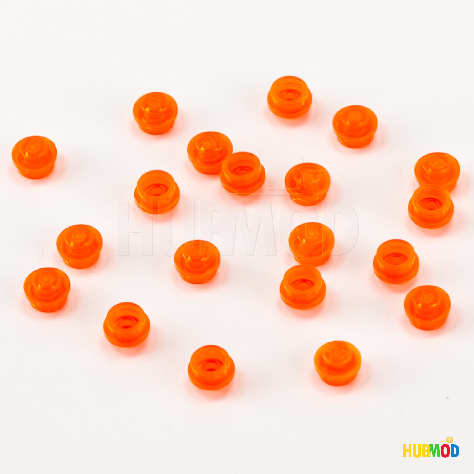 Lot of 20 LEGO Trans Neon Orange 1x1 4073 Plates Round Mosaic Dots