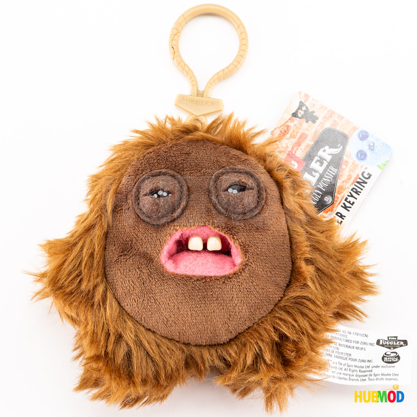 FUGGLER Funny Ugly Plush Monster Keychain Keyring HEDGE GROG-BROWN