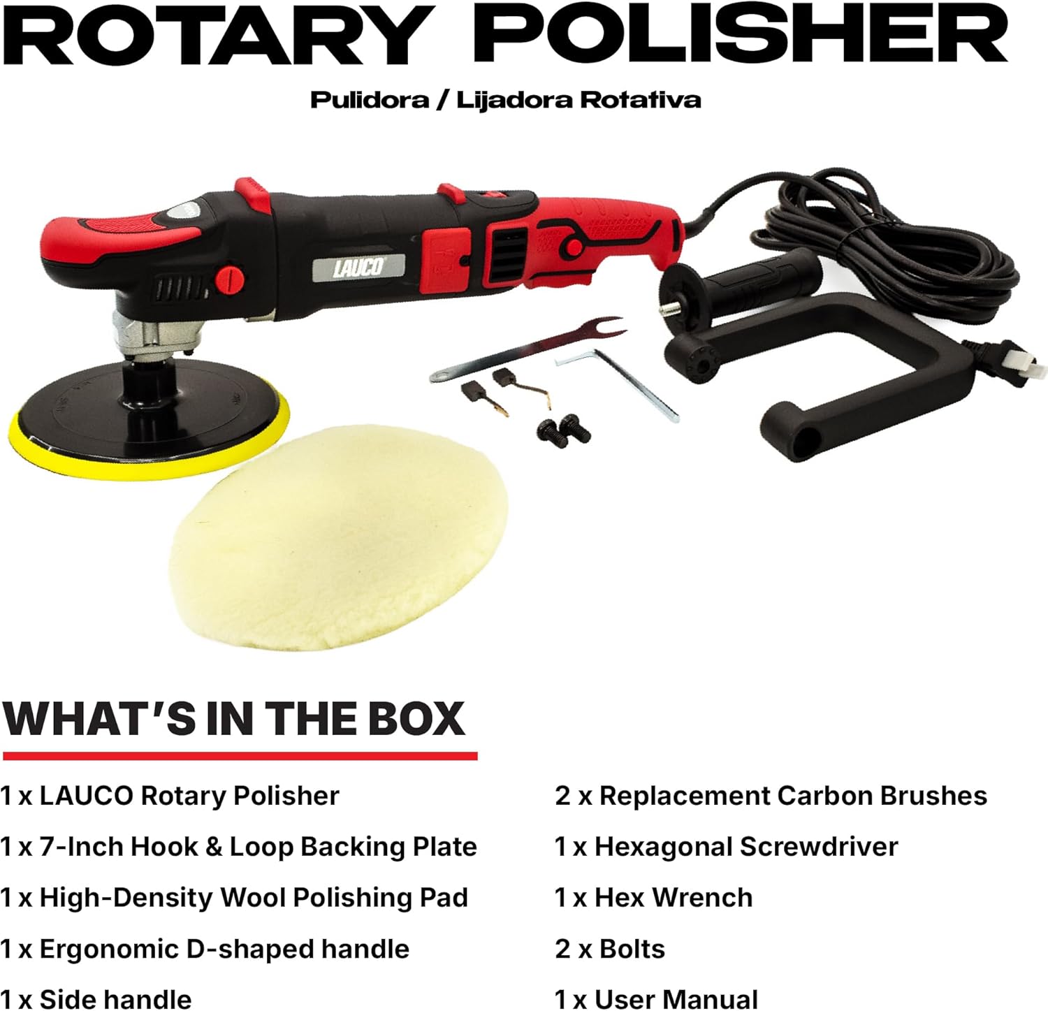 LAUCO Rotary & Gear Driven Orbital Polisher with 6-Inch Pad - Produktbild 3