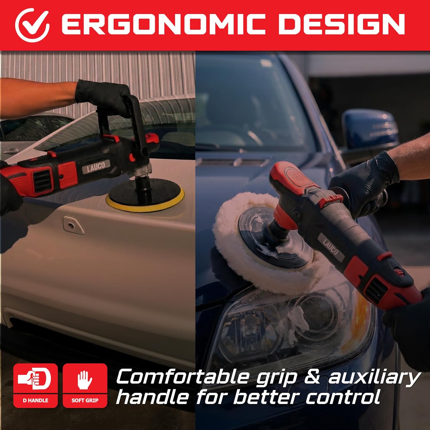 LAUCO Rotary & Gear Driven Orbital Polisher with 6-Inch Pad - Produktbild 6