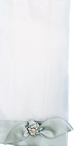 Toalla de invitado Sherri Designs de lino blanco con estrás y rayas satinadas - Imagen 2 de 3