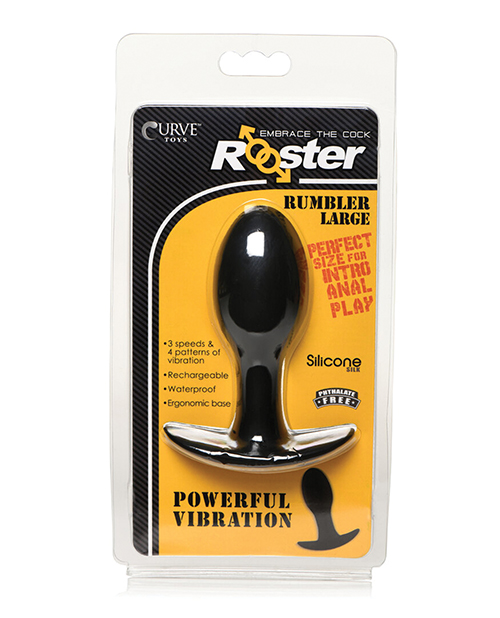 Curve Novelties Rooster Rumbler Vibrating Silicone Anal Plug – Black