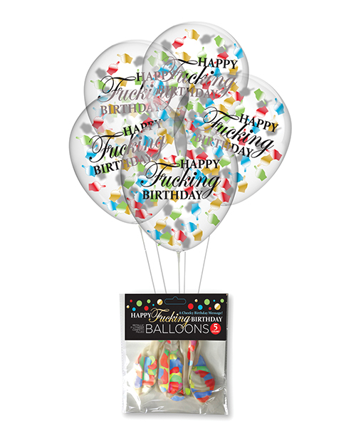 F*cking Birthday Confetti Balloons-5 High-Quality 11-Inch Balloons-Festive Decor