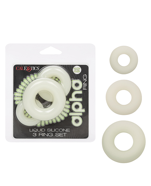 Alpha Liquid Silicone Glow in the Dark Cock Ring – Set of 3
