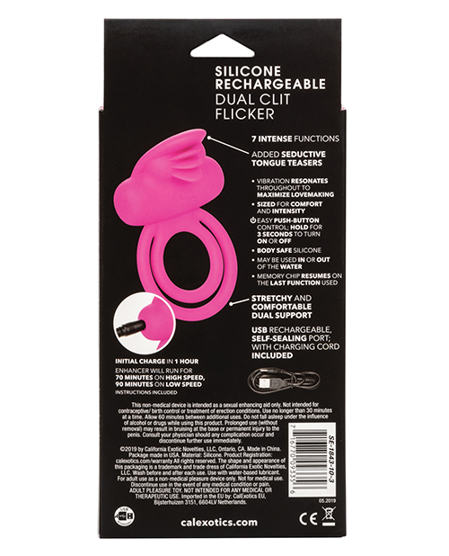 Silicone Rechargeable Dual Clit Flicker Enhancer – Pink