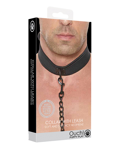 Shots Ouch Puppy Play Puppy Collar w/Leash – Black