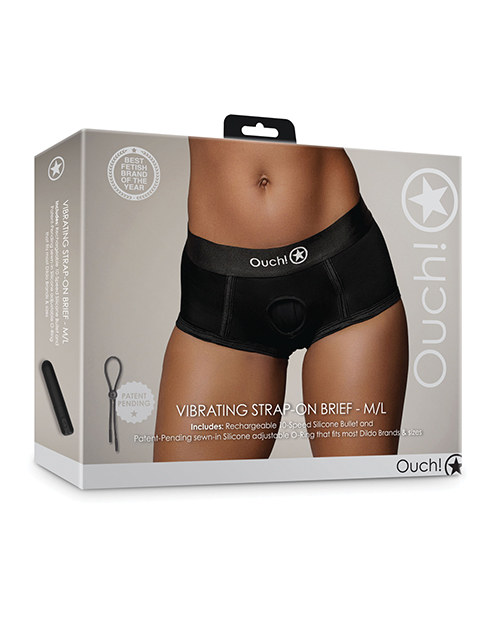 Shots Ouch Vibrating Strap On Brief – Black M/L