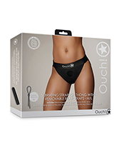 Shots Ouch Vibrating Strap On Thong w/Removable Rear Straps – Black M/L