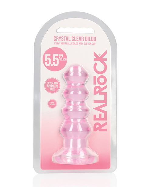 Shots RealRock Crystal Clear 5.5&Prime; Curvy Dildo/Butt Plug – Pink