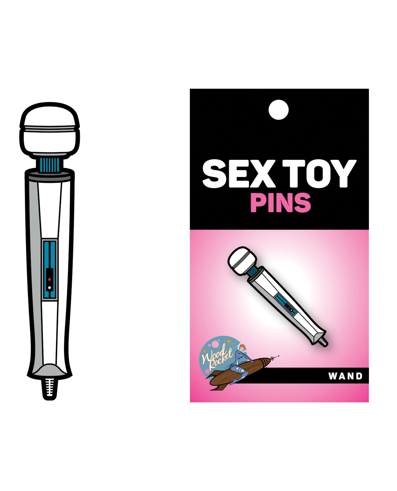 Wood Rocket Sex Toy Wand Pin – White